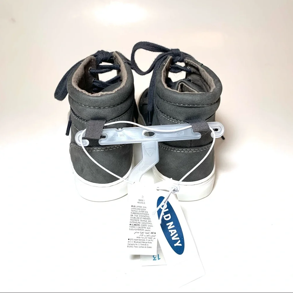 Old Navy Faux Suede High-Top Sneakers Gray Little Boy Sz 13 NWT Lace-Up School